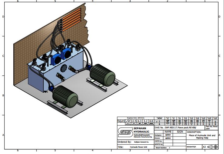 مدل سه بعدی پاورپک هیدرولیک طراحی در شرکت سپاهان هیدرولیک ایرانیان